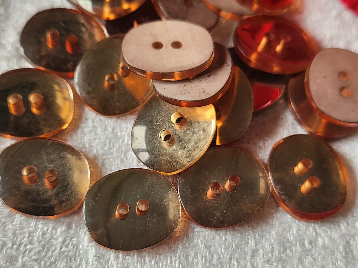 Lot 18 boutons vintage rose effet miroir  1,3 cm sur 1,5 cm ref 918