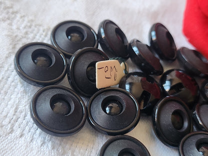 Lot 12 boutons vintage noir mat lumineux contraste pied 1,7 cm ref 2611