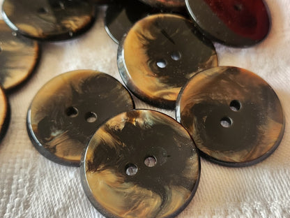 Lot 7 gros boutons vintage marron reflet mordoré 2,8 cm 28 mm ref 6415