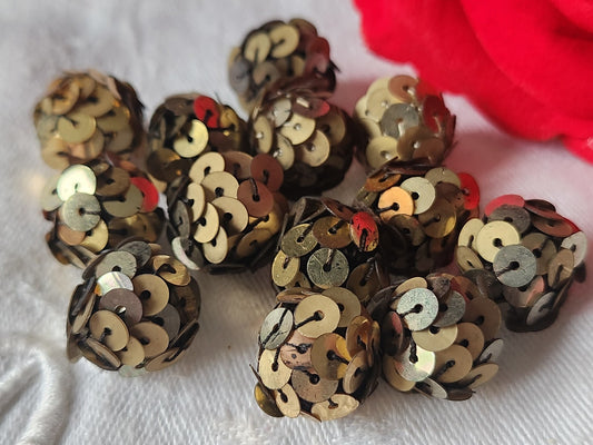 Lot 6 boutons anciens boule de sequin 1,4 cm ref 1535