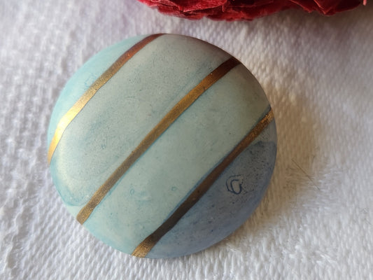 Gros bouton vintage céramique parurier collection 2,7 cm pied bleu G14I