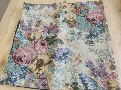 Lot 2 petites taies  anciennes vintage tapisserie fleur fait main 33 cm B5