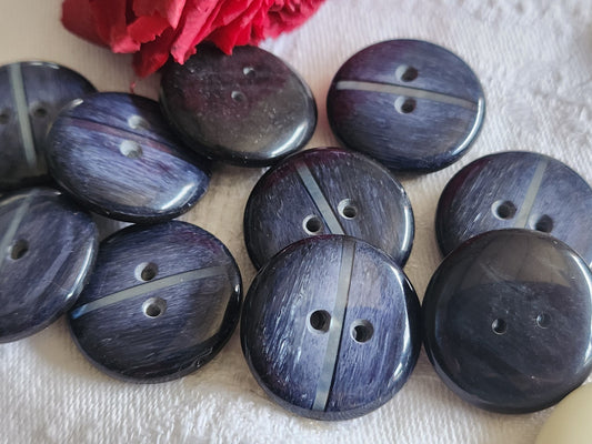 Lot 6 boutons vintage bleu lumineux à trous 2,3 cm ref 1090