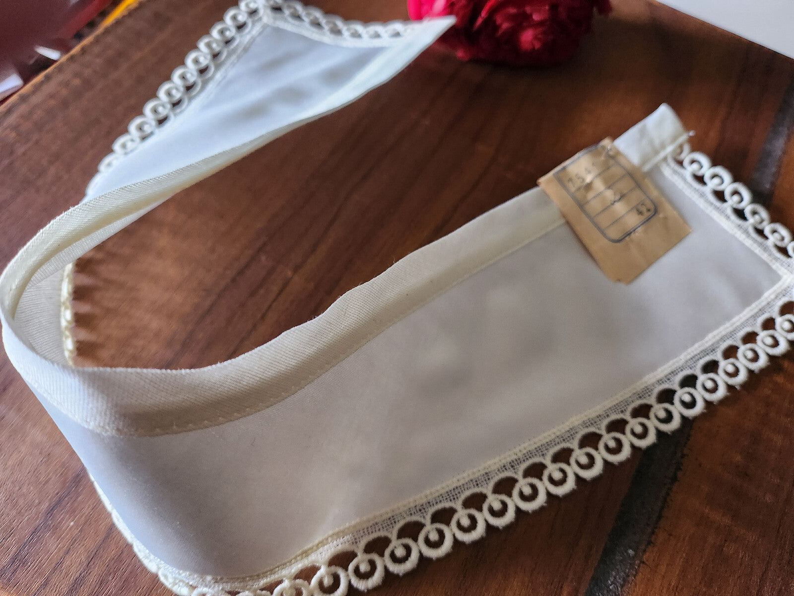 Ancien  col tissu satiné  dentelle  vintage  B1-72