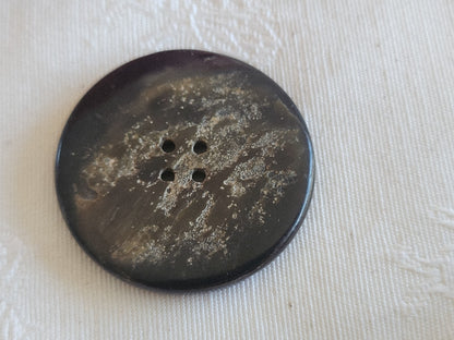 Gros bouton ancien en nacre gris épais trous 3,5 cm ou 35 mm G4K