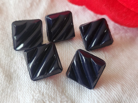 Lot 5 mini boutons vintage en verre bleu foncé 1 cm ref 3961