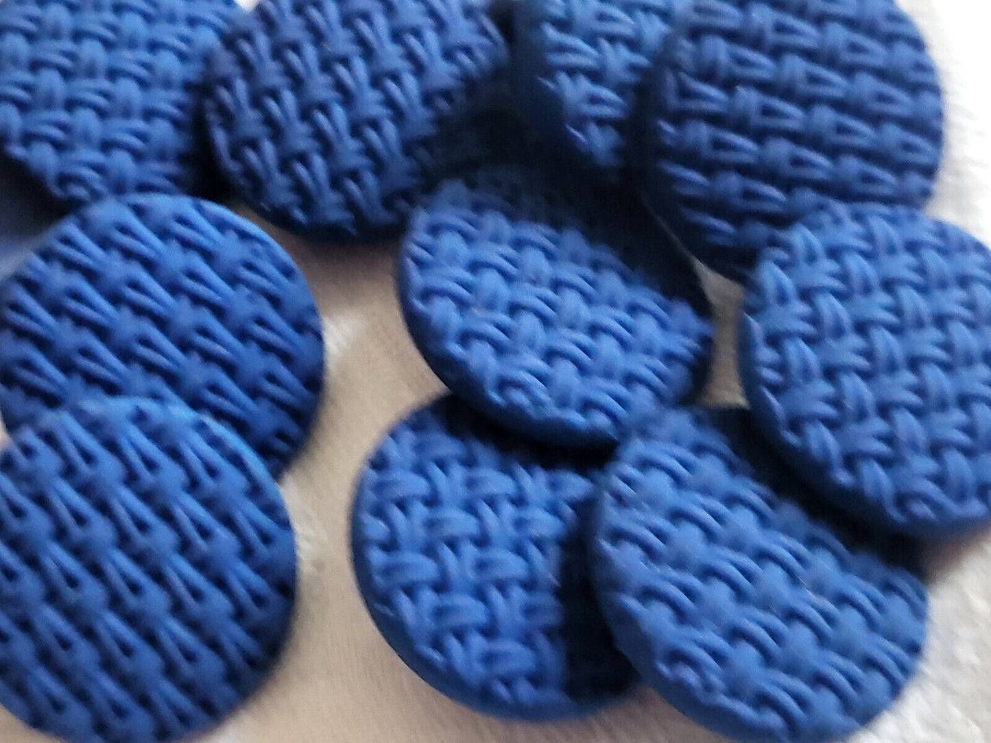 Lot 6 boutons vintage  bleu délavé effet tissé pied 2,2 cm ref 1272