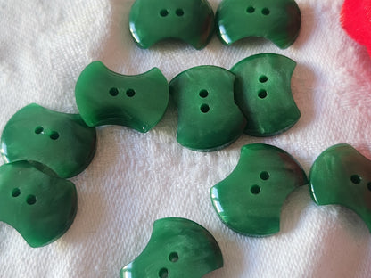 Lot 10 boutons vintage vert effet osselet/noeud trous 1,8 cm ref  61545