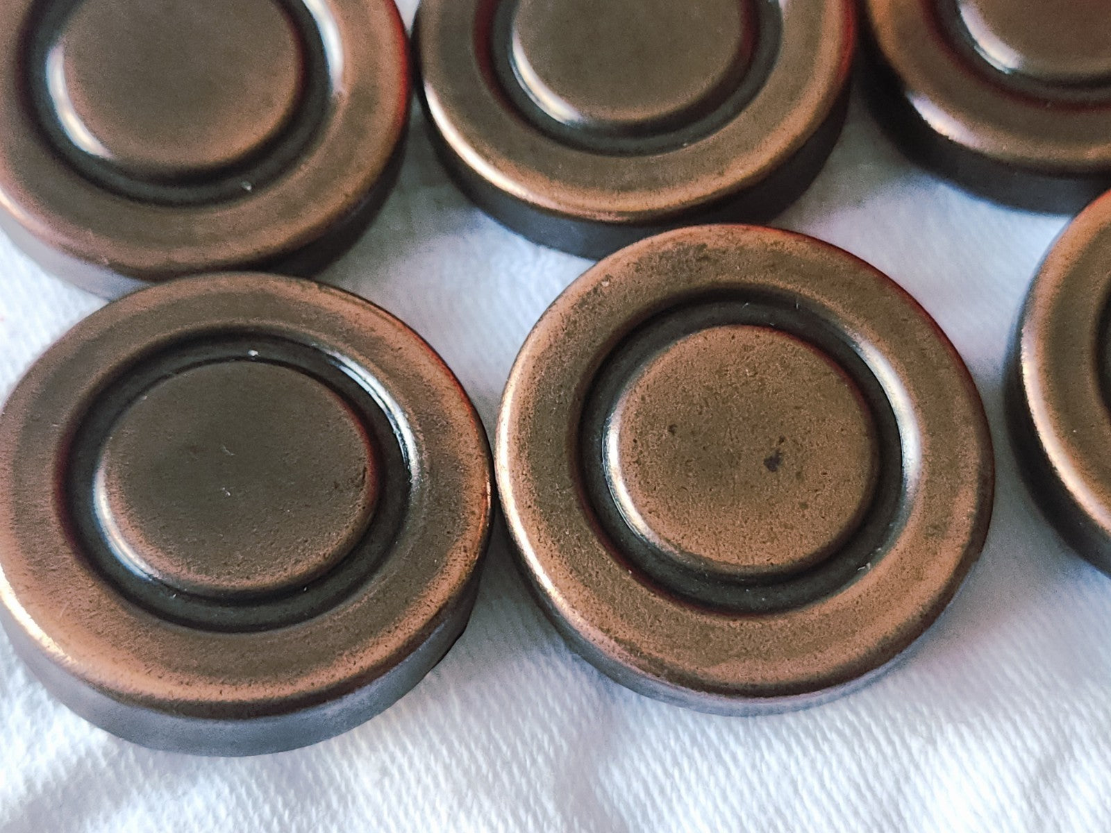 Lot 6 boutons vintage énorme métal cuivré 3 cm volume ref 3925