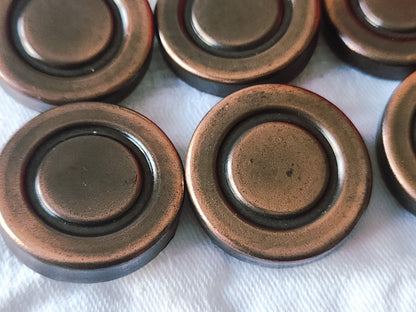 Lot 6 boutons vintage énorme métal cuivré 3 cm volume ref 3925