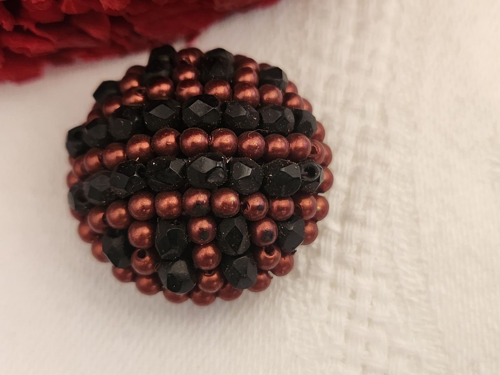 Bouton vintage  métal torsade perle main bijoux parurier 2,5 cm G5C
