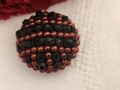 Bouton vintage  métal torsade perle main bijoux parurier 2,5 cm G5C
