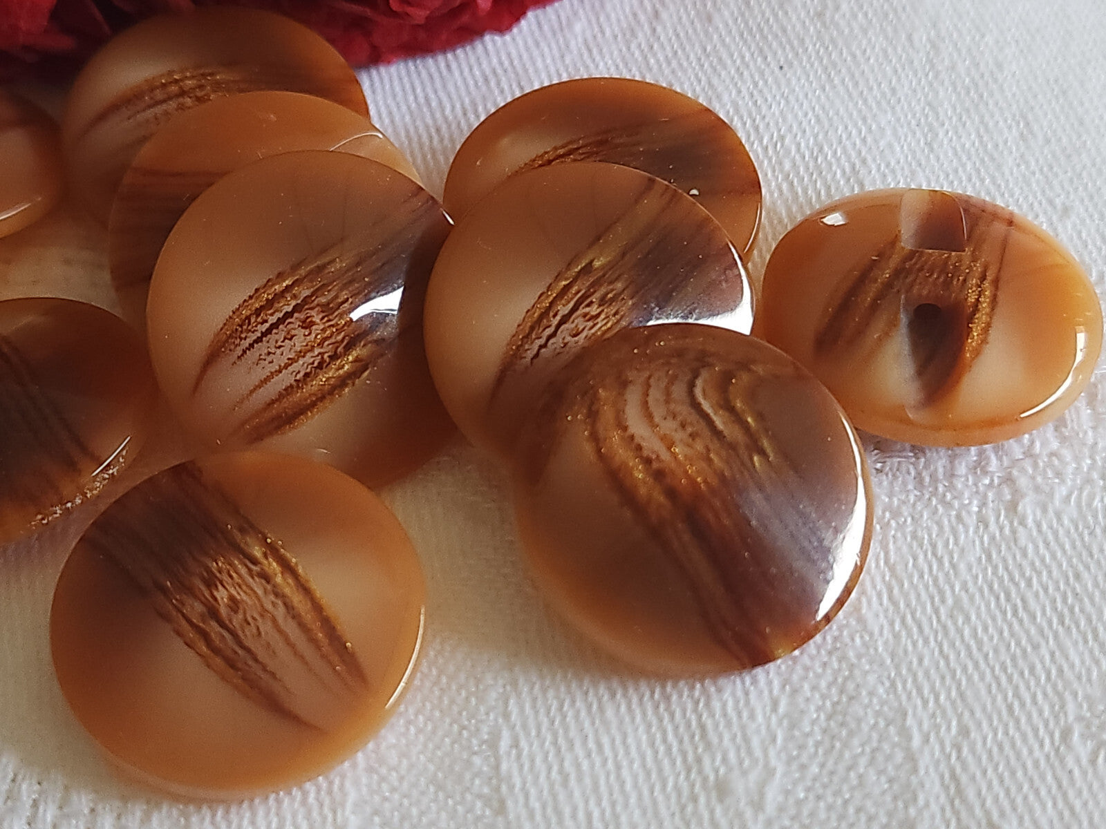 Lot 6 boutons vintage marron scintillant paillette  pied 2,2 cm ref 5239