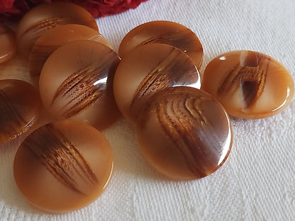 Lot 6 boutons vintage marron scintillant paillette  pied 2,2 cm ref 5239