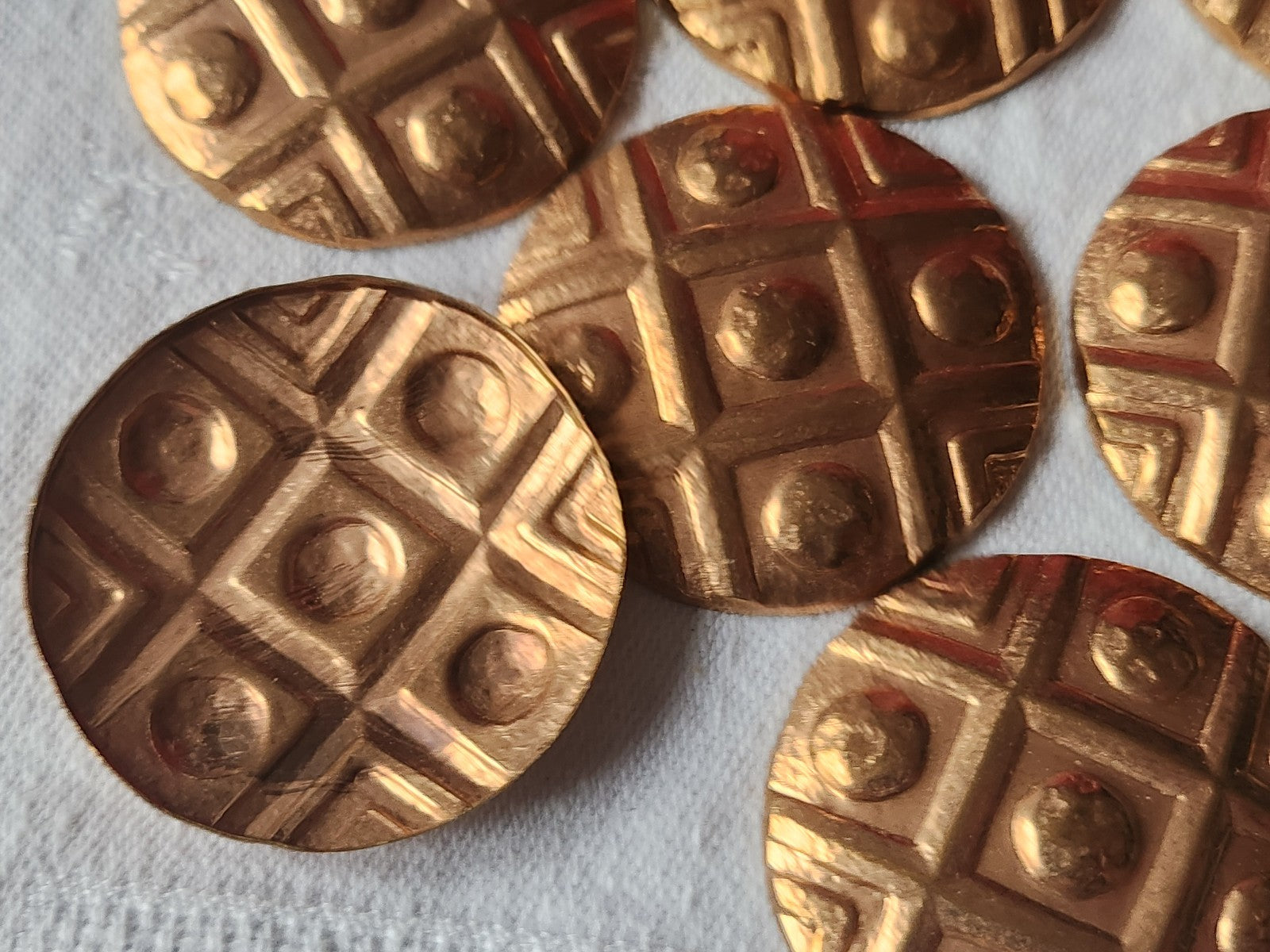 lot 10 gros ornements anciens en cuivre style cabochon pendant année 50 ref 3424
