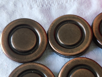 Lot 6 boutons vintage énorme métal cuivré 3 cm volume ref 3925