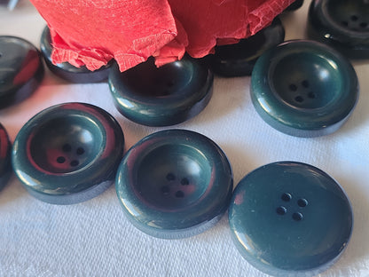 Lot  6 gros boutons vintage vert épais lourd trous 2,7 cm ref 2514
