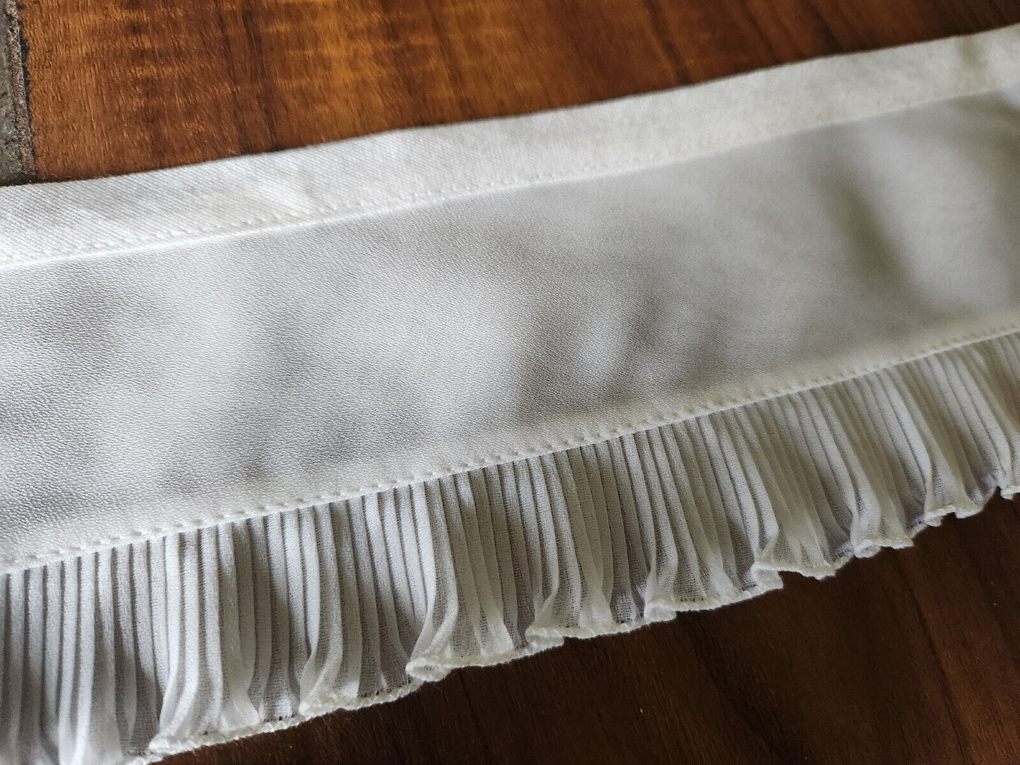 Ancien  col tissu ansparent pourtour plissé blanc froufrou vintage  B7-74