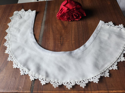 Ancien col motif  dentelle tissu tramé vintage B1-8