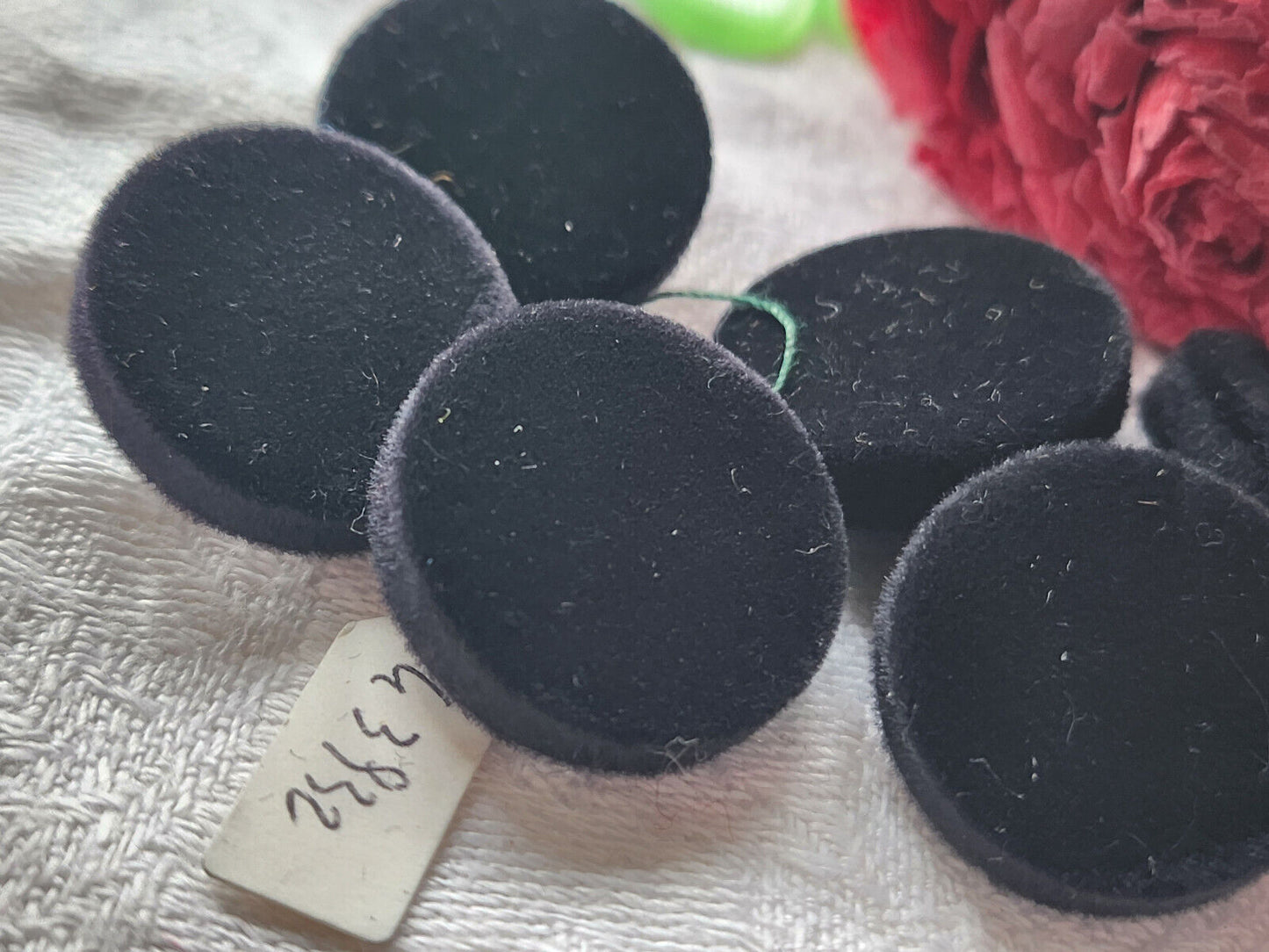 lot 6 boutons vintage doudou noir à pied passementerie 2,3 cm ref 3067