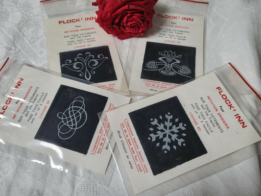 Lot 4 patchs broderie année 80 customisation couture thermocollant N°1 T7
