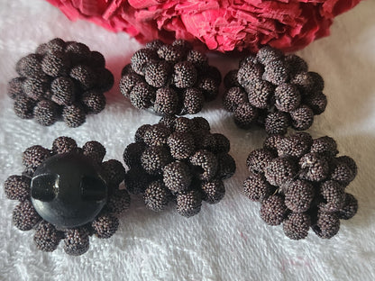 Lot 6 boutons vintage originaux marron pied superbe  2,2 cm ref 5398