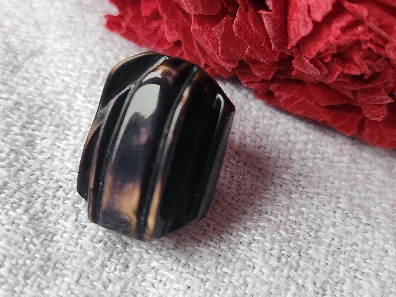 Collection bouton ancien art deco marron noir teinte estompée 1,7 / 1,2 cm G11A