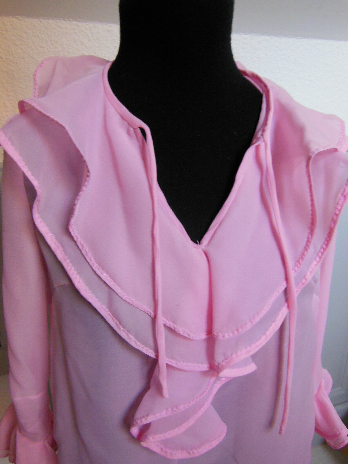 Pur vintage ancien haut voilage rose froufrous 40? ref PORT