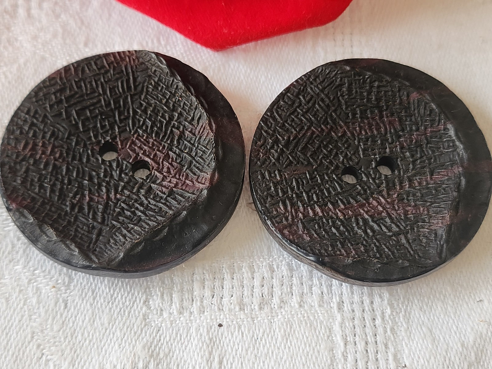 Duo énormes bouton vintage noir 4 cm à trous ref 5489