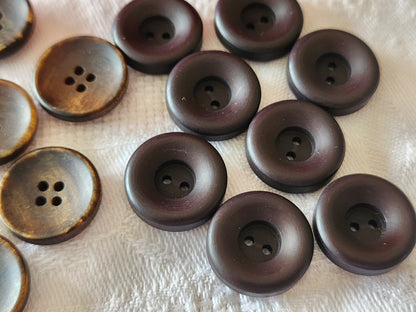 Lot 17 boutons vintage marron deus series trous 1,7 cm ref 5982