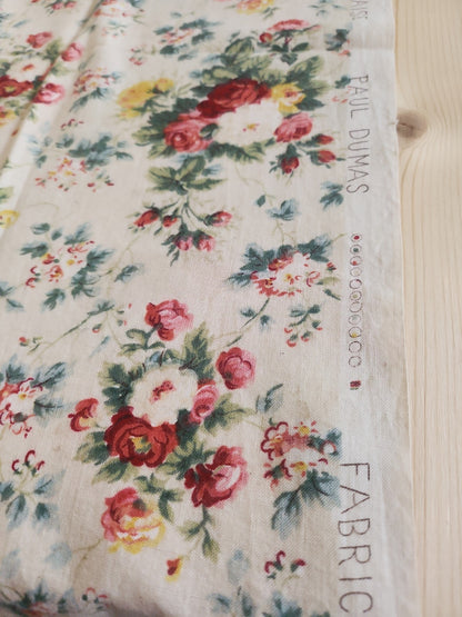 Ancien coupon de tissu fleuri dumas fabrication francaise 119 sur 77 cm B5