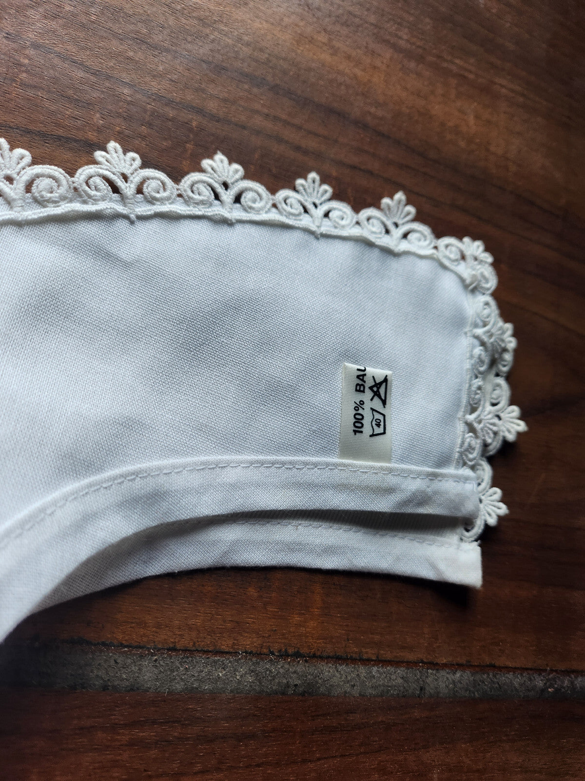 Ancien col motif  dentelle tissu tramé vintage B1-8