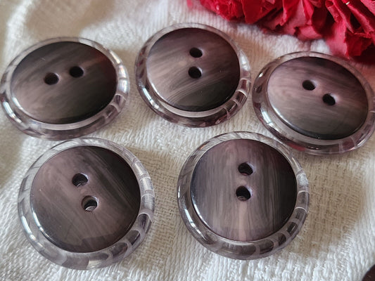 Lot 5 gros boutons vintage violet effet corne 2,7 sur 2,5 cm ref 3101