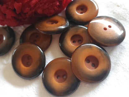 Lot 9 gros boutons vintage marron orangé 2,8 cm ref 5085