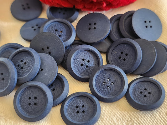 Lot 25 boutons vintage bleu mat texturé 1,5 cm ref 254