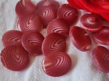 Lot 14 boutons vintage rose transparent veiné 1,7 sur 2 cm à pied ref 1420