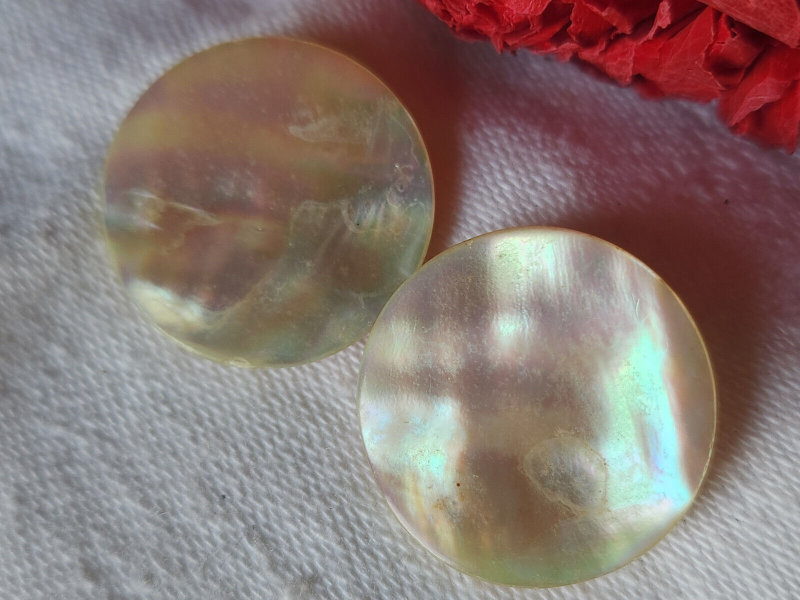 Collection duo boutons anciens en nacre mordoré 2,3 cm D11O