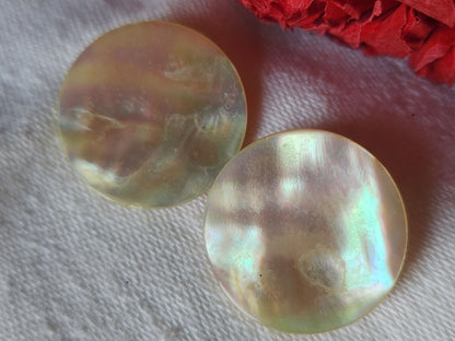 Collection duo boutons anciens en nacre mordoré 2,3 cm D11O