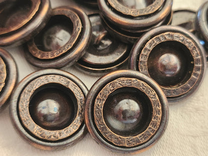 Lot 6 gros boutons vintage métal cuivré lourd  2,2 cm pied ref 235