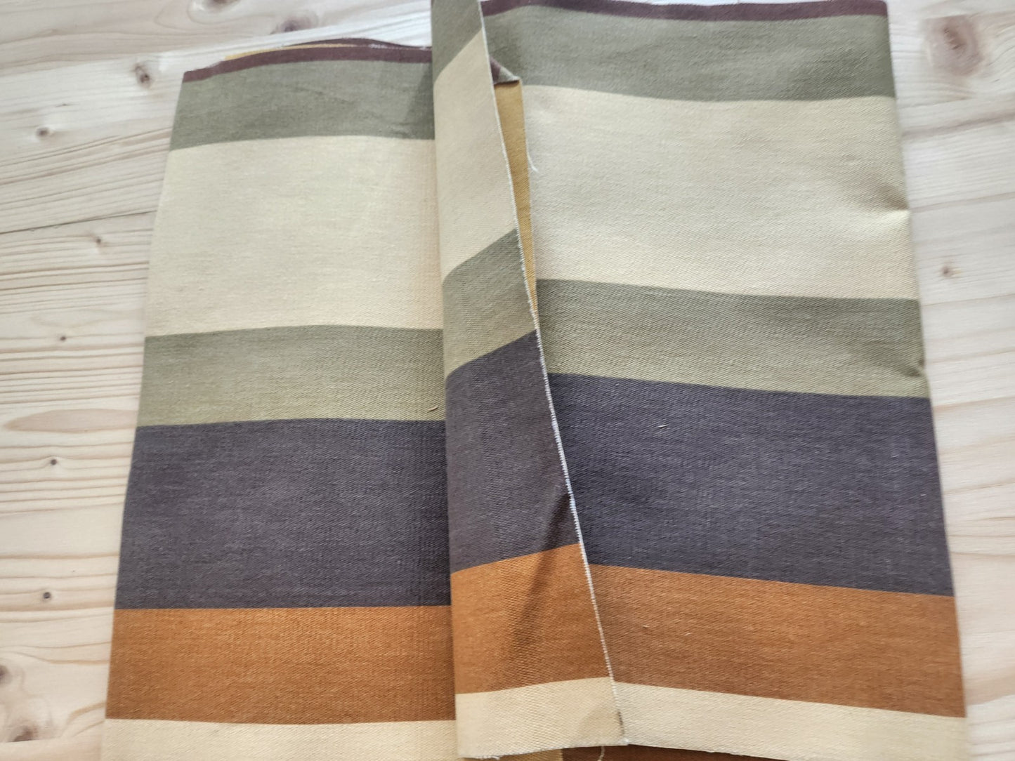 Ancien coupon de toile à transat? étroit long  236 cm sur 34 cm raide marron B8