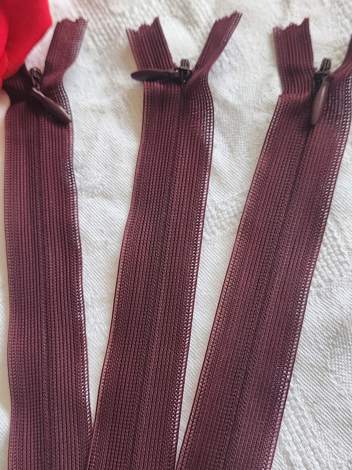 Lot 3 fermeture éclair 20 cm jaune prune/marron non- séparable A36 création