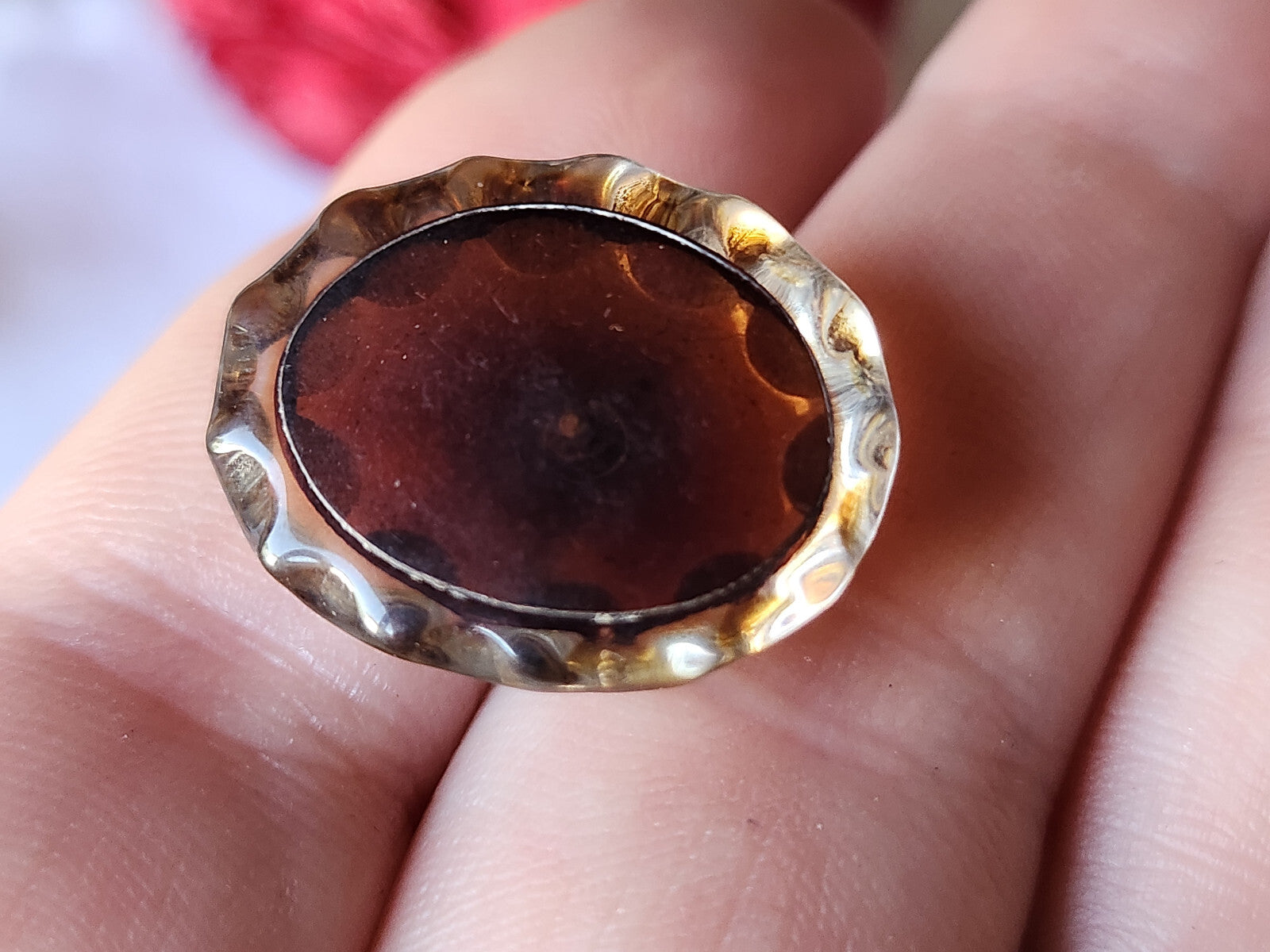 Collection  bouton vintage effet strass pied marron 1,8 sur 2,4 cm D17C