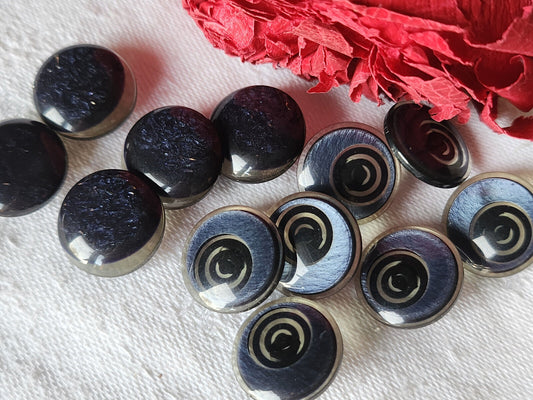 Lot 12  boutons vintage bleu scintillant  2  series pied 1,6 cm ref 6055
