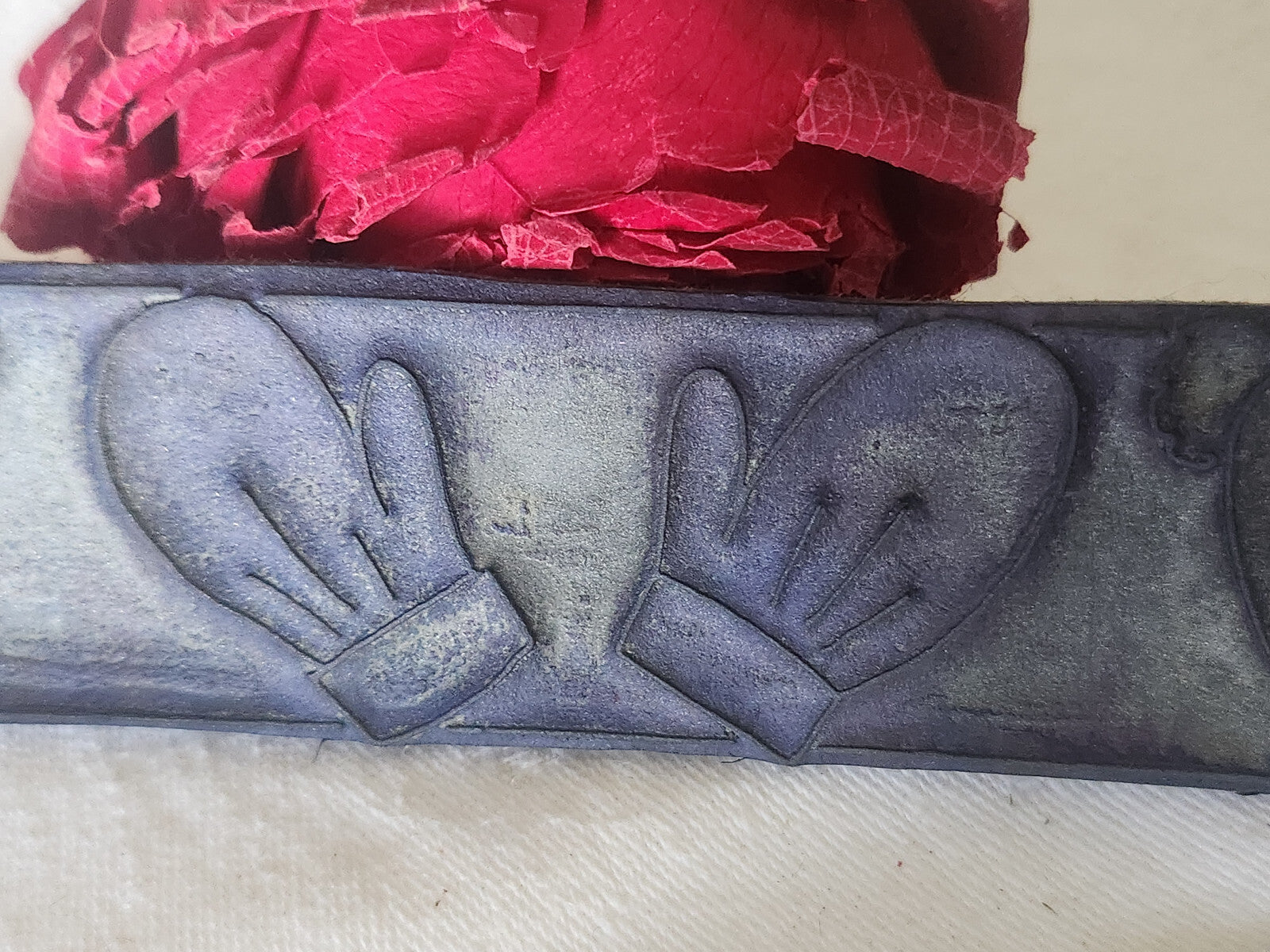 Tampon ancien sans support frise broderie collection gants bonnets  n°23