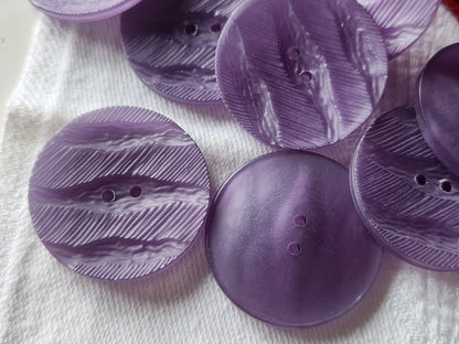 Lot 6 gros boutons vintage violet texturé  2,8 cm ref  2689