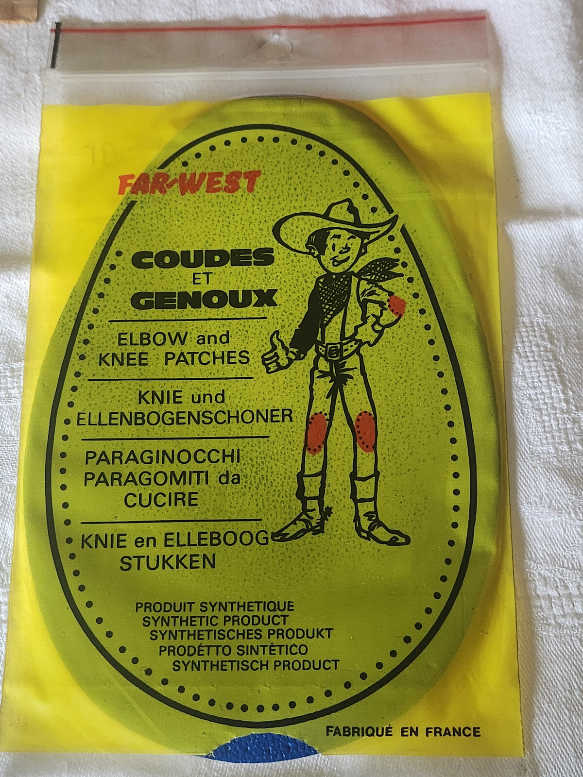 coudes et genoux patches renforts protége vintage ancien bleu Far-west