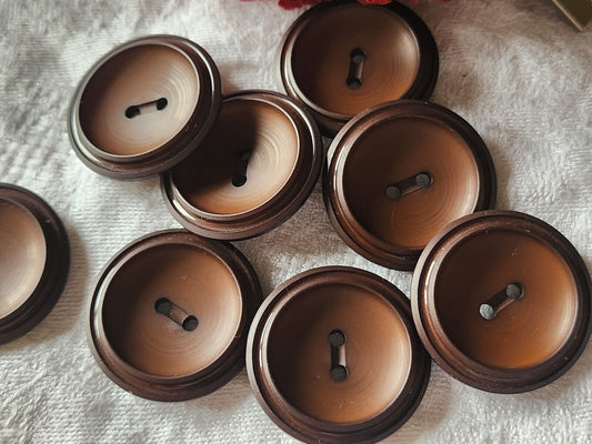 Lot 6 gros boutons vintage marron trous 2,8 cm ref 581