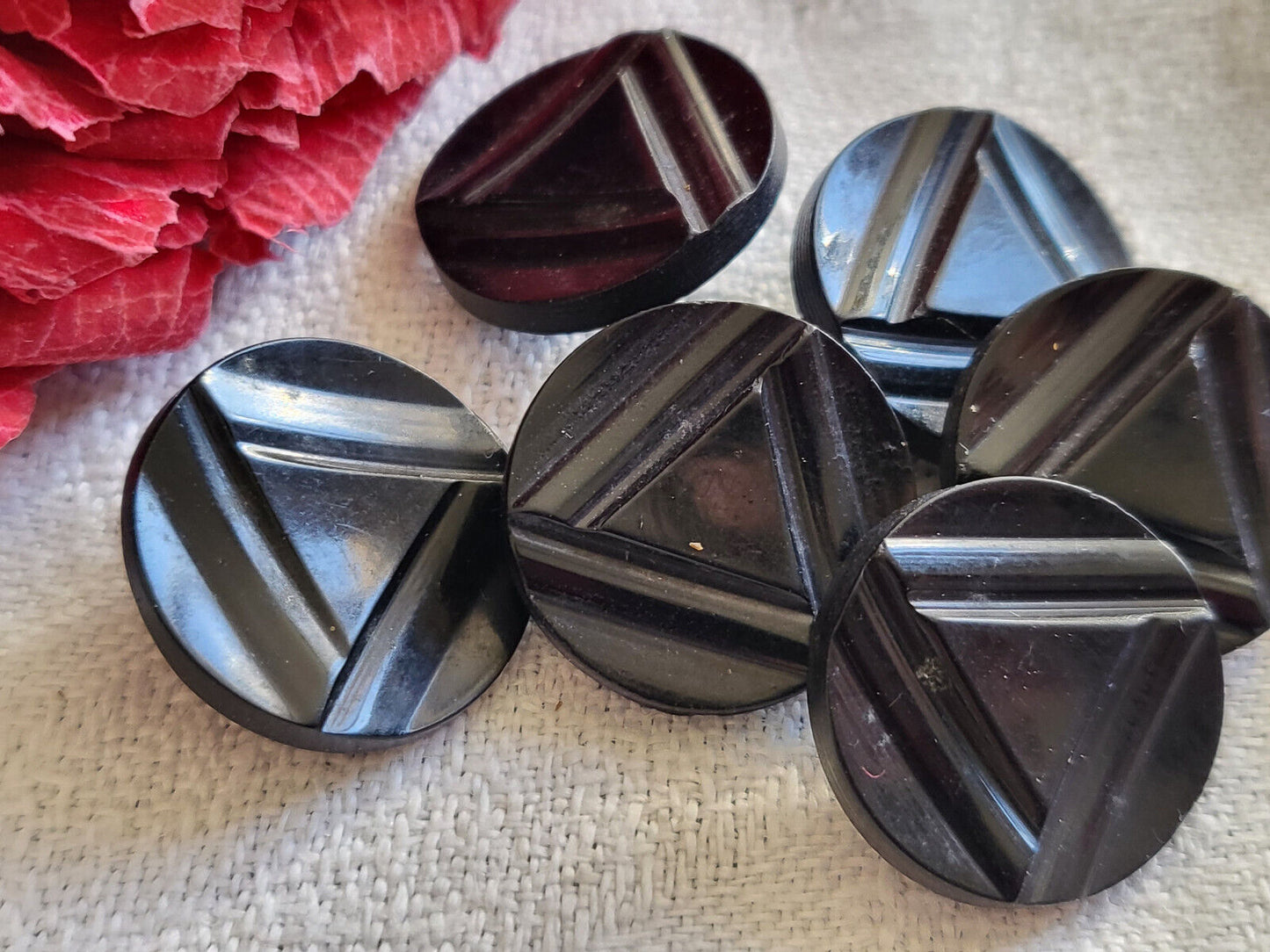 LOT 7 anciens boutons art deco pied laiton motif geometrique 1,5 cm ref 1580