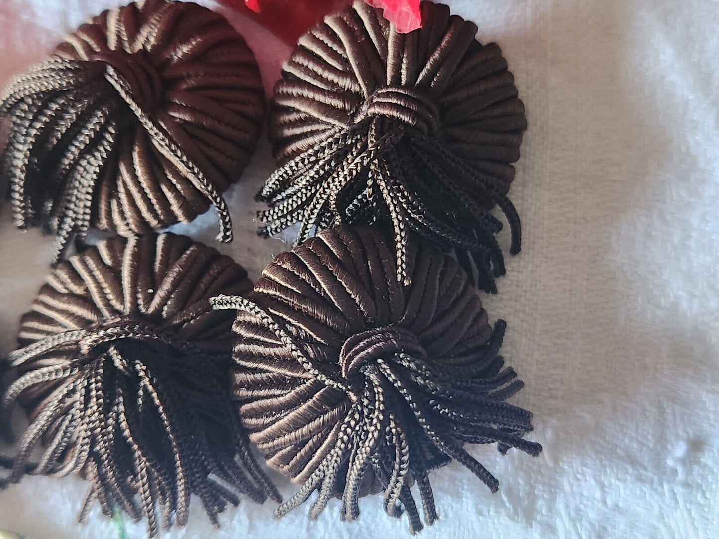 Lot 6 boutons anciens vintage passementerie marron pendant 2,5 cm ref 2192