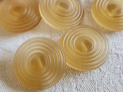 Lot 5 boutons vintage jaune /beige mat spirale pied 2,2 cm 22 mm ref 6569